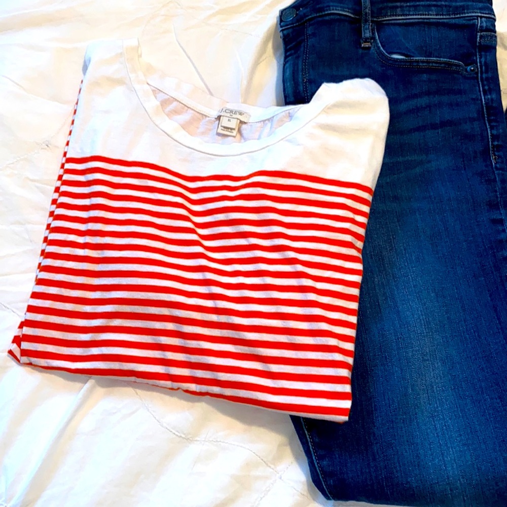 J. CREW red-and-white stripe tee